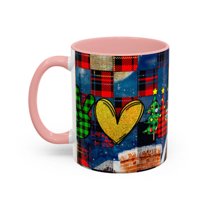 Plaid Christmas Trees Heart Mug | Accent Coffee Mug