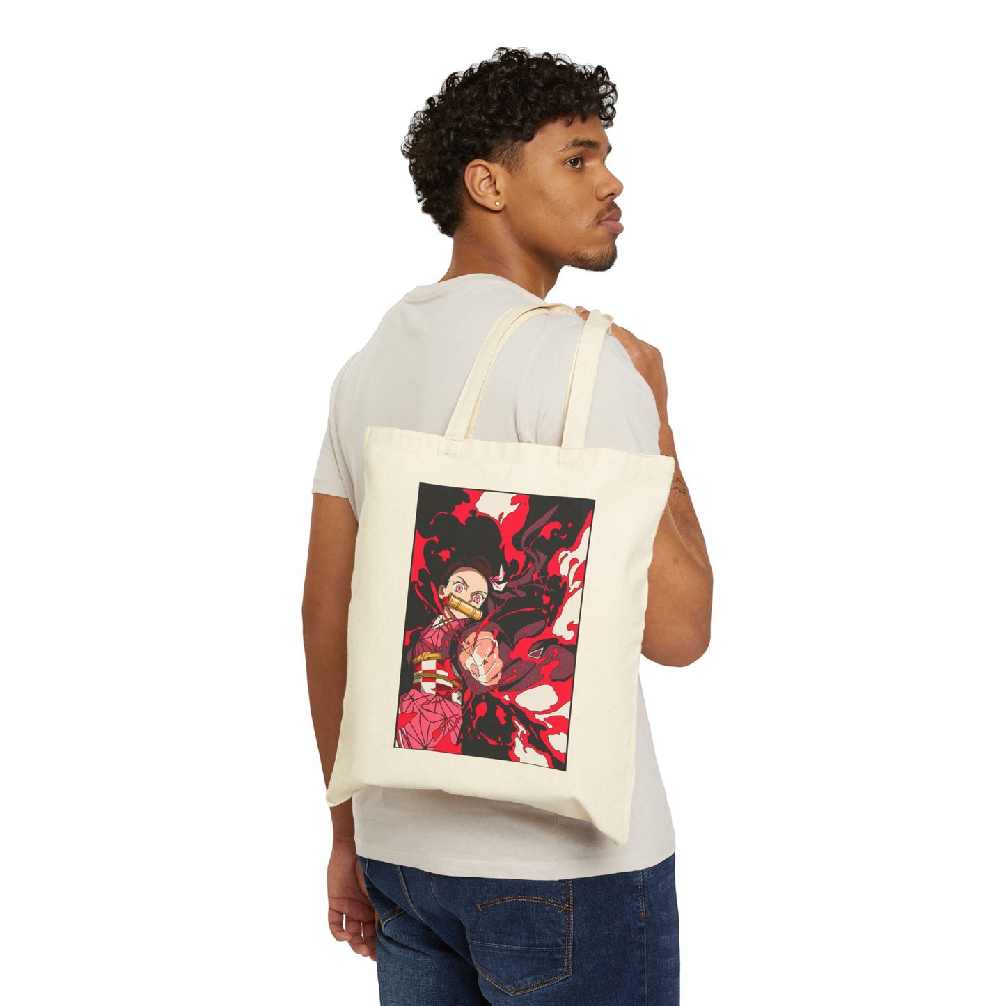 Red & Black Nezuko Art | Canvas Tote Bag