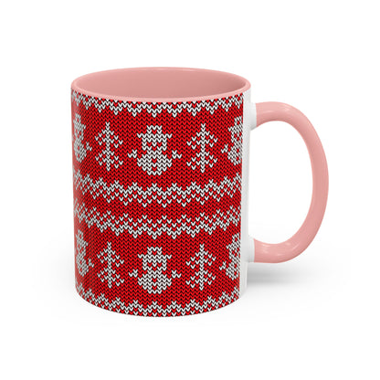 Snowman Knit Pattern Accent Mug | Christmas Holiday Coffee Cup