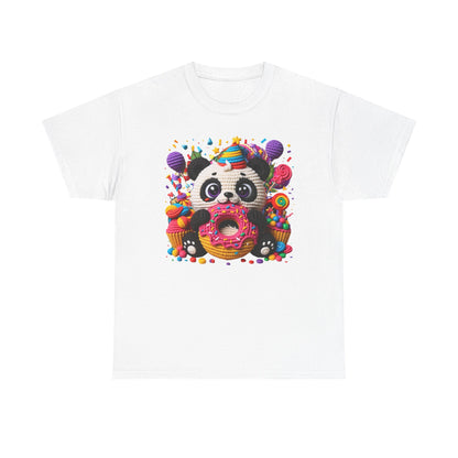 Cute Panda with Donut Tee | Colorful Candy Party Graphic