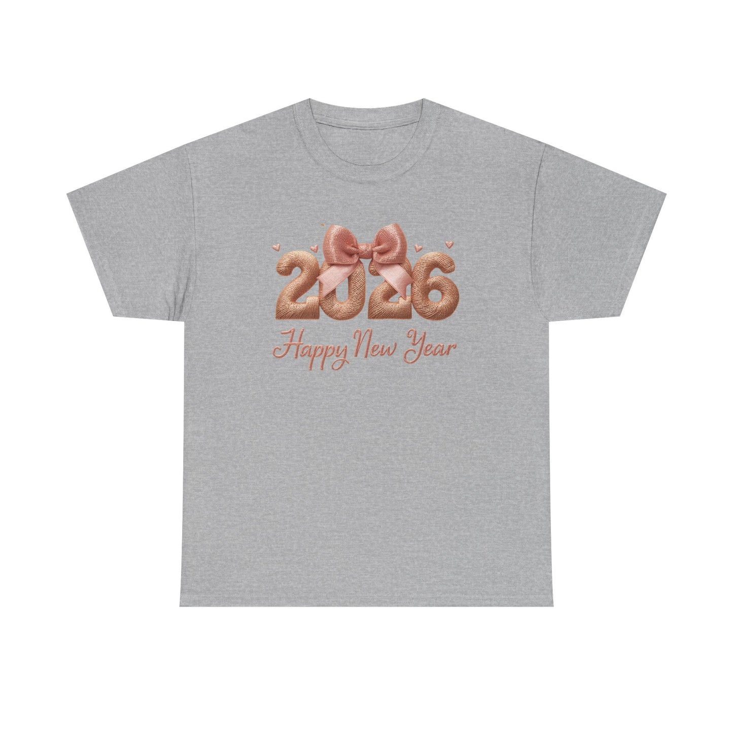 2026 Happy New Year T-Shirt Rose Gold Balloon Numbers Graphic Tee