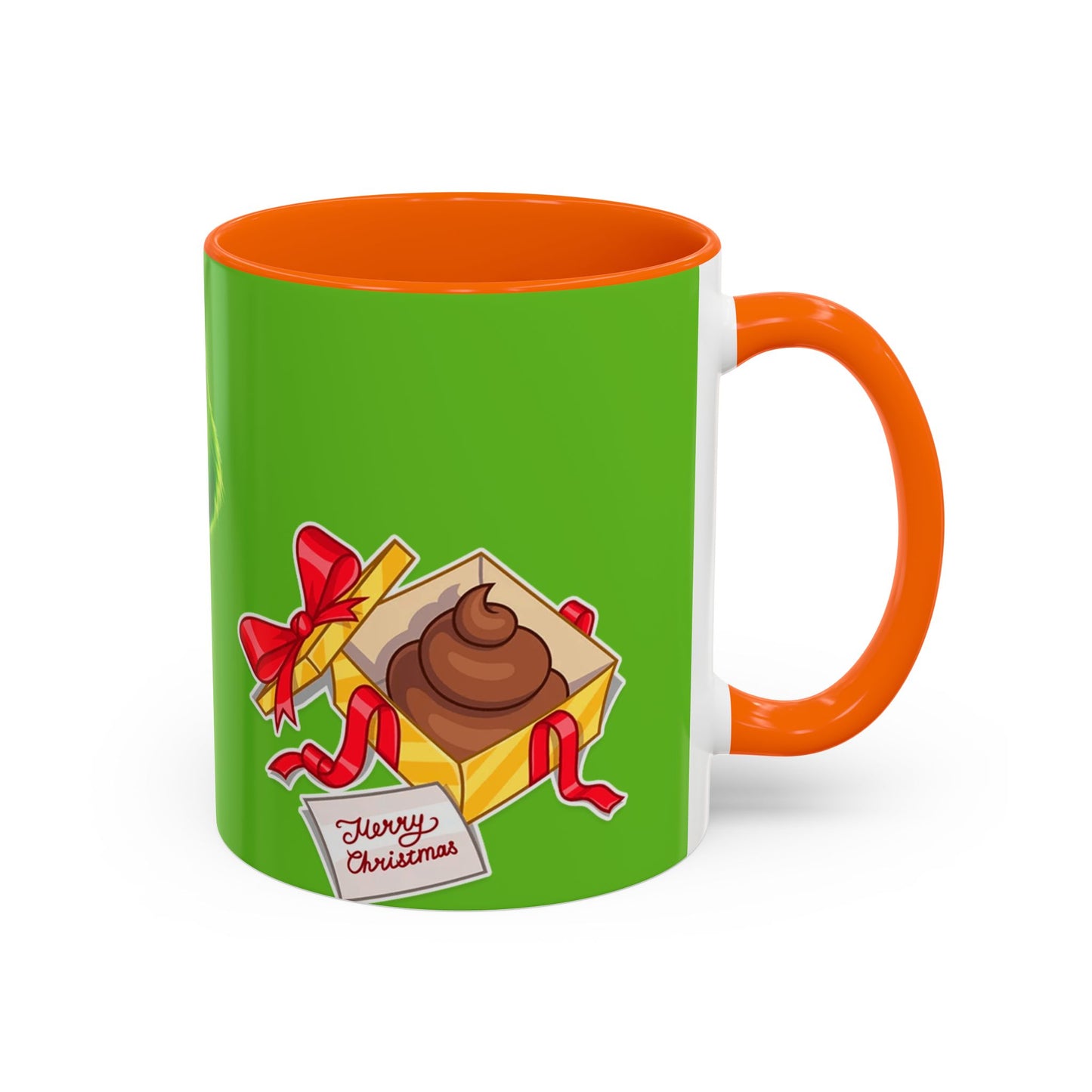 Grinch Character with Poop Present Mug | Accent Coffee Mug