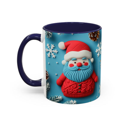 Blue Santa Claus Mug | Snowflakes Holiday Coffee Mug
