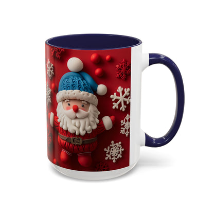 Santa Claus Pattern Mug | Red Snowflakes Christmas Coffee Cup