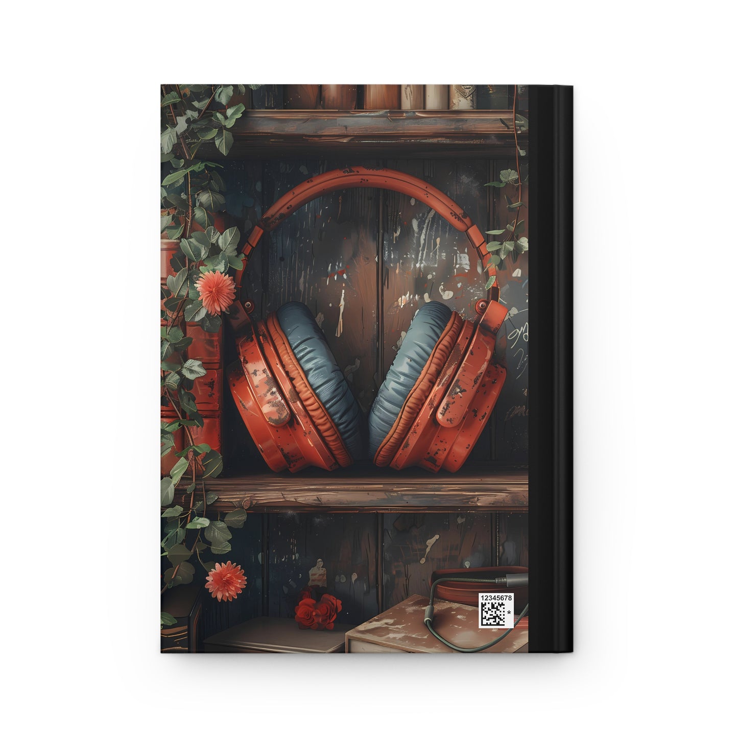 Vintage Red Headphones Journal | Music Lover Hardcover Notebook