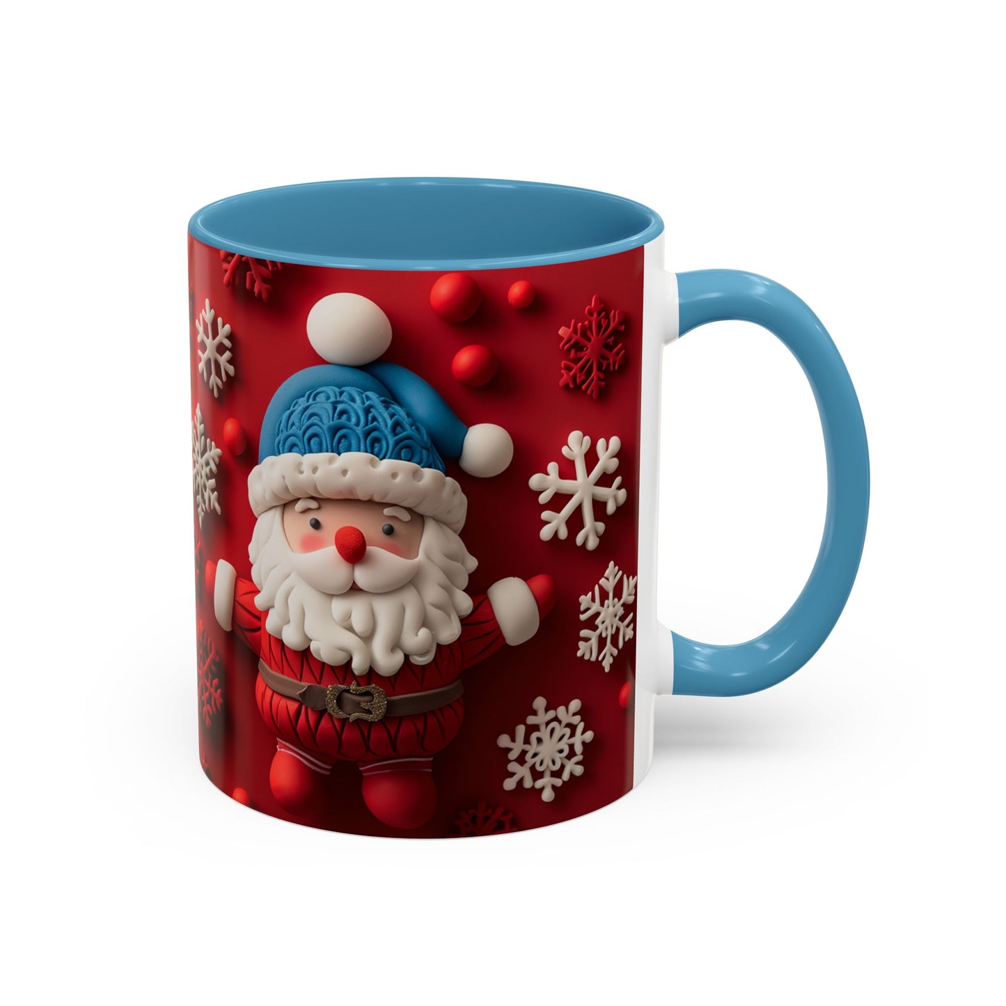 Santa Claus Pattern Mug | Red Snowflakes Christmas Coffee Cup
