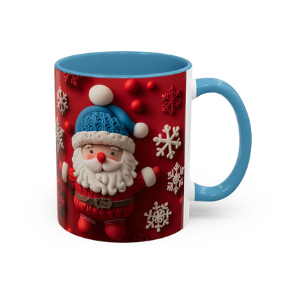 Santa Claus Pattern Mug | Red Snowflakes Christmas Coffee Cup