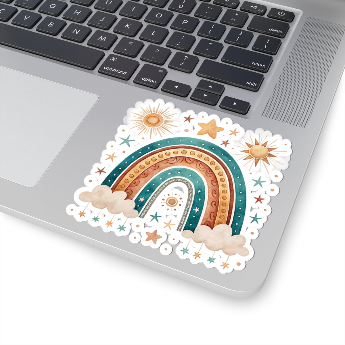 Boho Rainbow Sticker — Sun, Stars & Clouds Kiss-Cut Decal