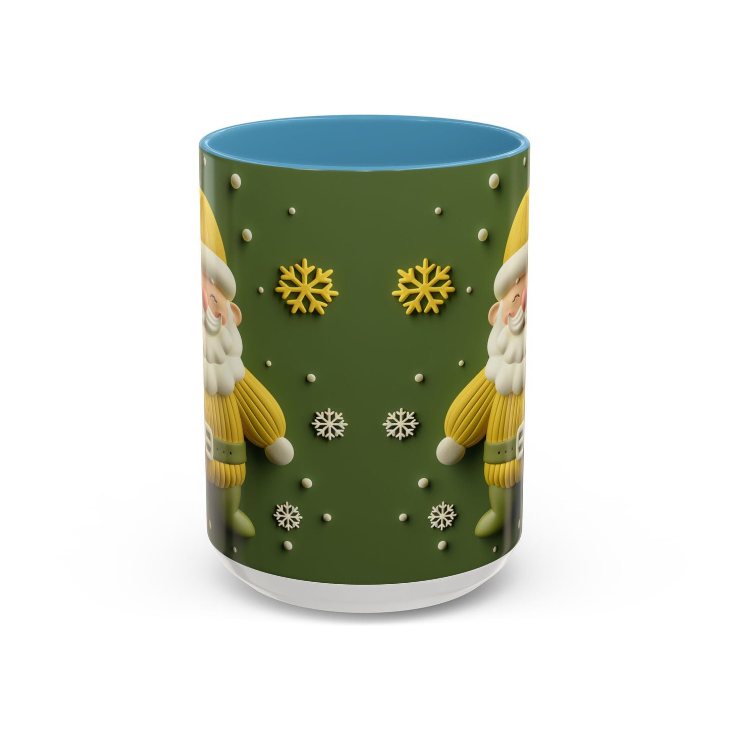 Yellow Santa Holiday Mug | Christmas Accent Coffee Mug (11,15oz)