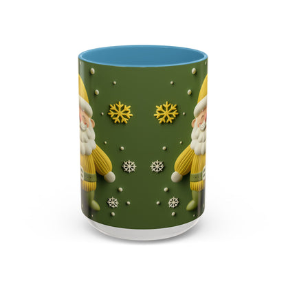Yellow Santa Holiday Mug | Christmas Accent Coffee Mug (11,15oz)