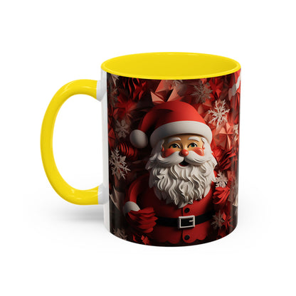 Santa Claus Mug | Christmas Santa Coffee Mug, Red Snowflake Holiday Ceramic