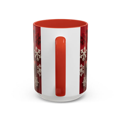 Santa Claus Pattern Mug | Red Snowflakes Christmas Coffee Cup