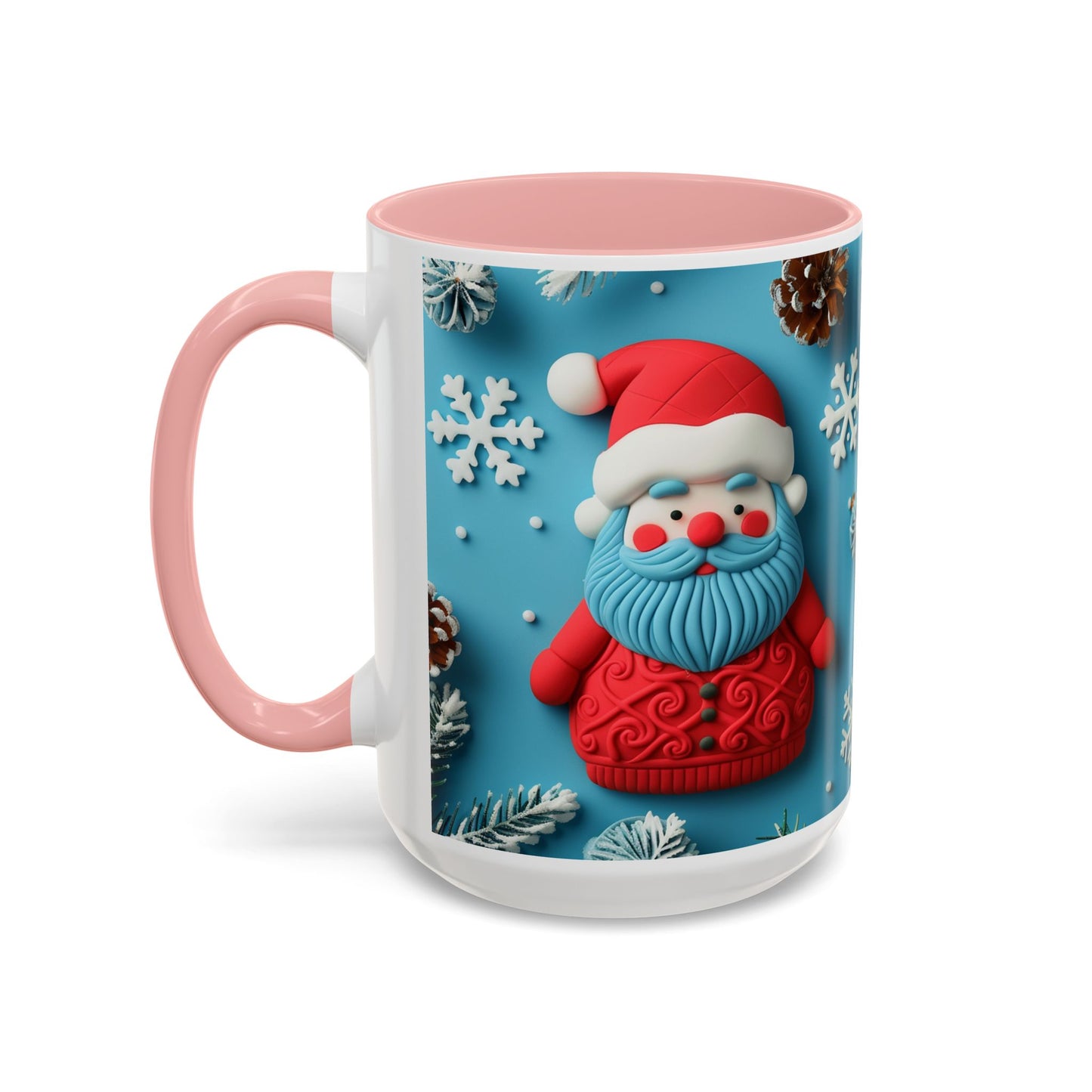 Blue Santa Claus Mug | Snowflakes Holiday Coffee Mug
