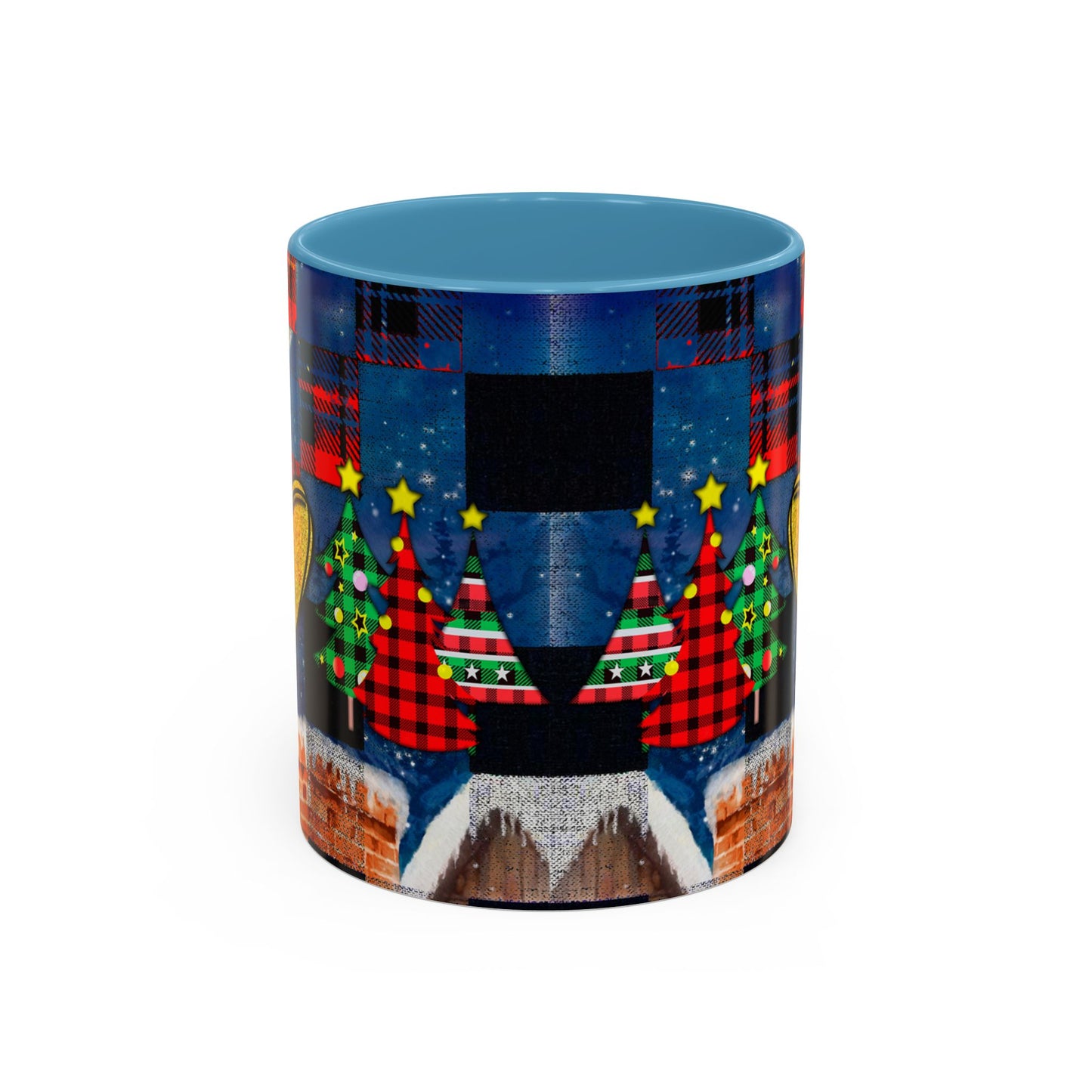 Plaid Christmas Trees Heart Mug | Accent Coffee Mug