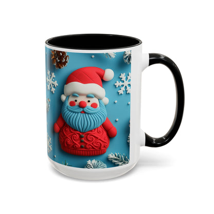 Blue Santa Claus Mug | Snowflakes Holiday Coffee Mug