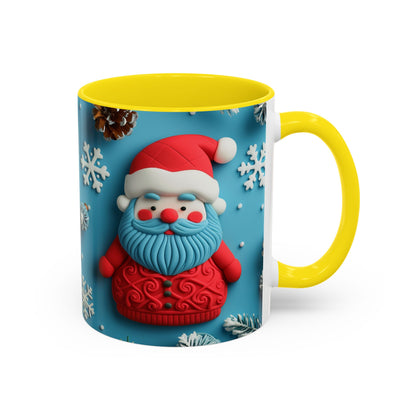 Blue Santa Claus Mug | Snowflakes Holiday Coffee Mug