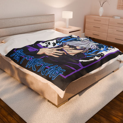 Anime Sorcerer Illustration Velveteen Plush Blanket | Jujutsu Theme
