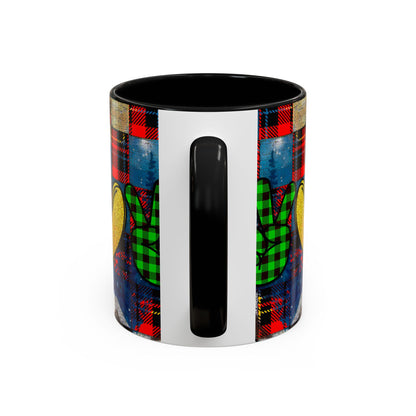 Plaid Christmas Trees Heart Mug | Accent Coffee Mug