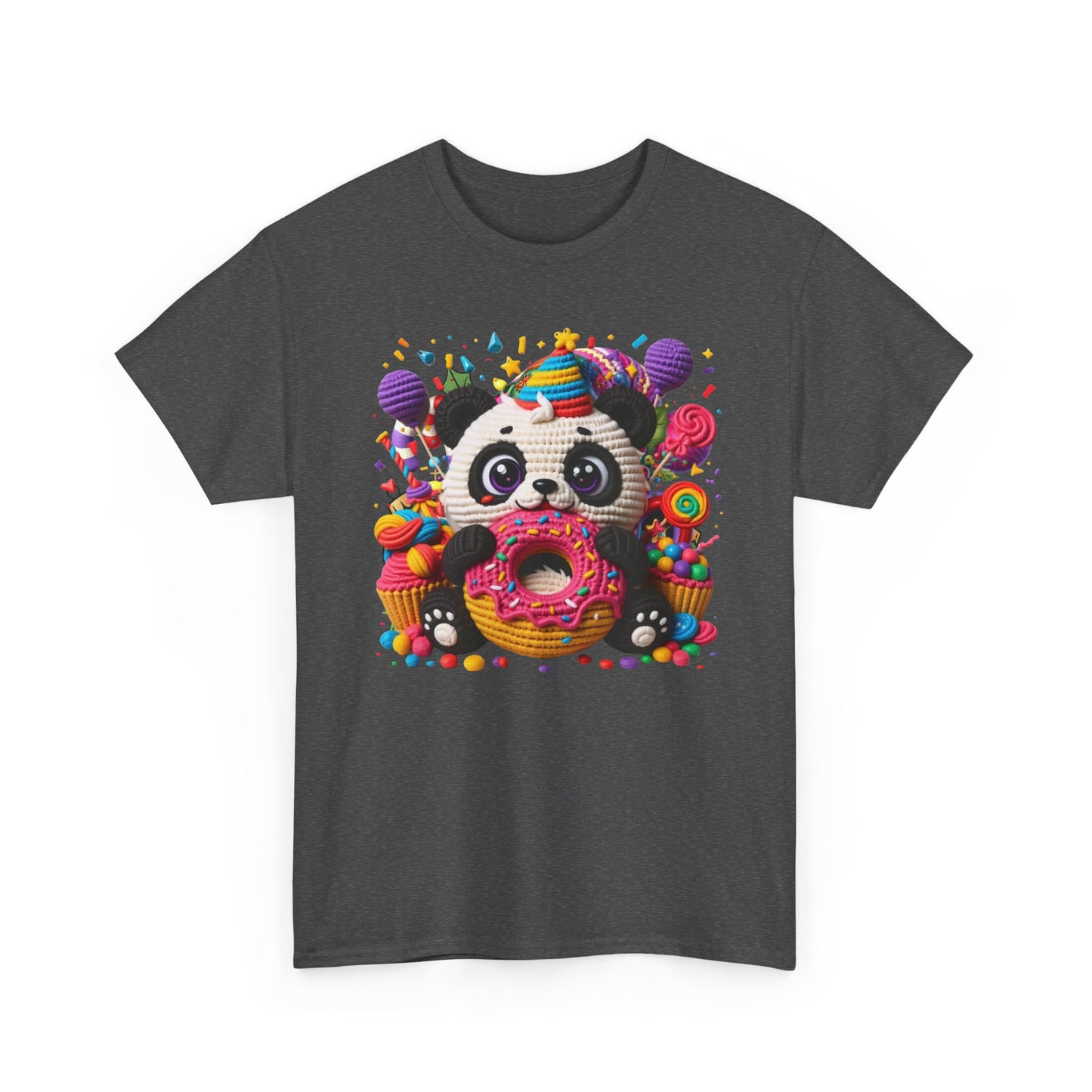 Cute Panda with Donut Tee | Colorful Candy Party Graphic