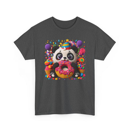 Cute Panda with Donut Tee | Colorful Candy Party Graphic