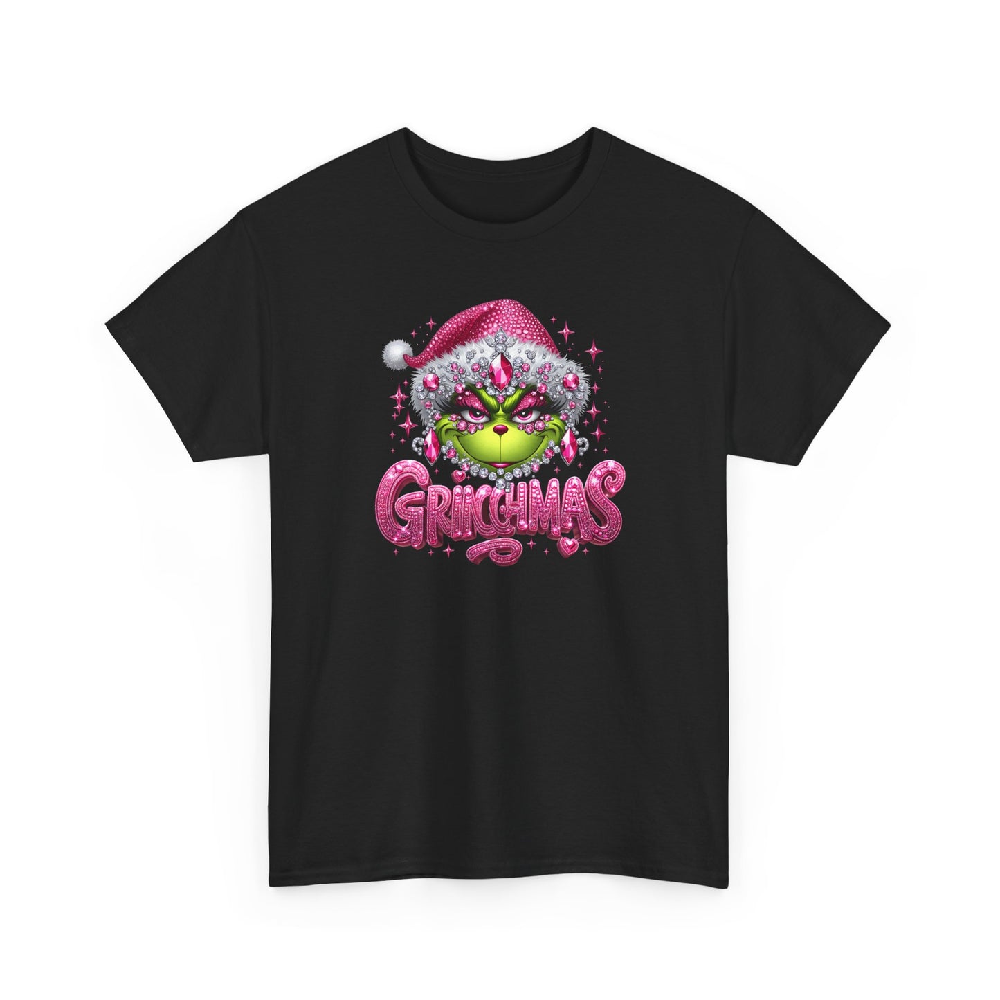 Grinch Face with Santa Hat T-Shirt | Christmas Holiday Graphic Tee