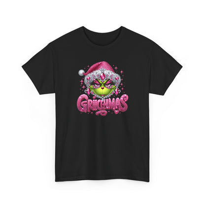 Grinch Face with Santa Hat T-Shirt | Christmas Holiday Graphic Tee