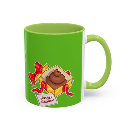 Grinch Character with Poop Present Mug | Accent Coffee Mug