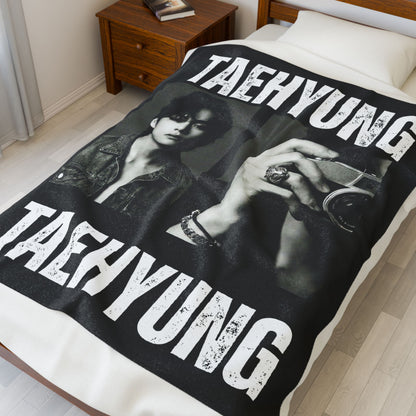Taehyung Photo Collage Blanket | BTS Velveteen Plush Throw