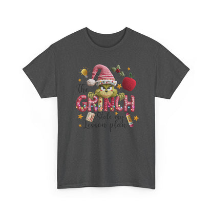 Grinch Teacher Design T-Shirt | I Stole My Lesson Plan Christmas Tee
