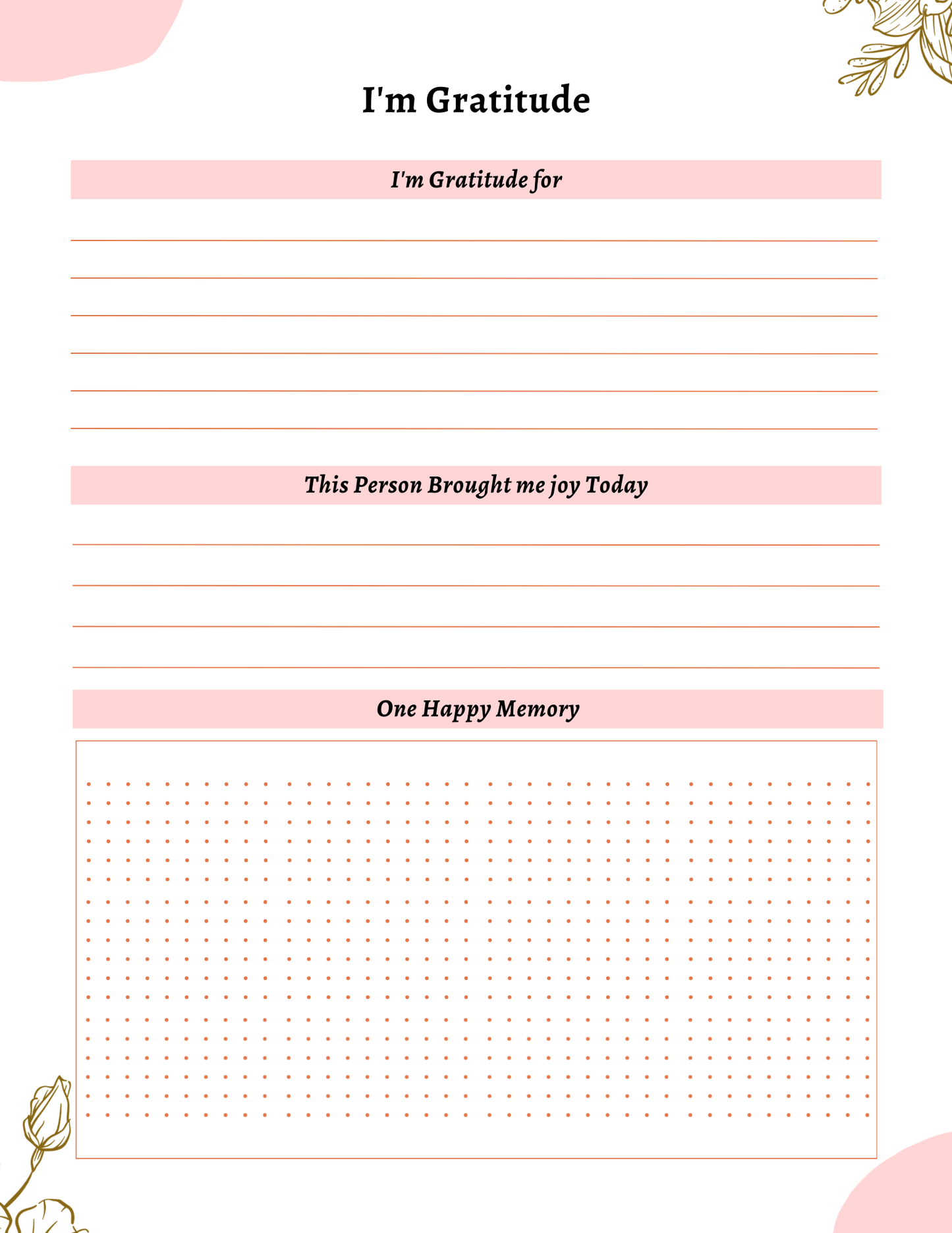 Gratitude Journal With Prompts | Digital Download