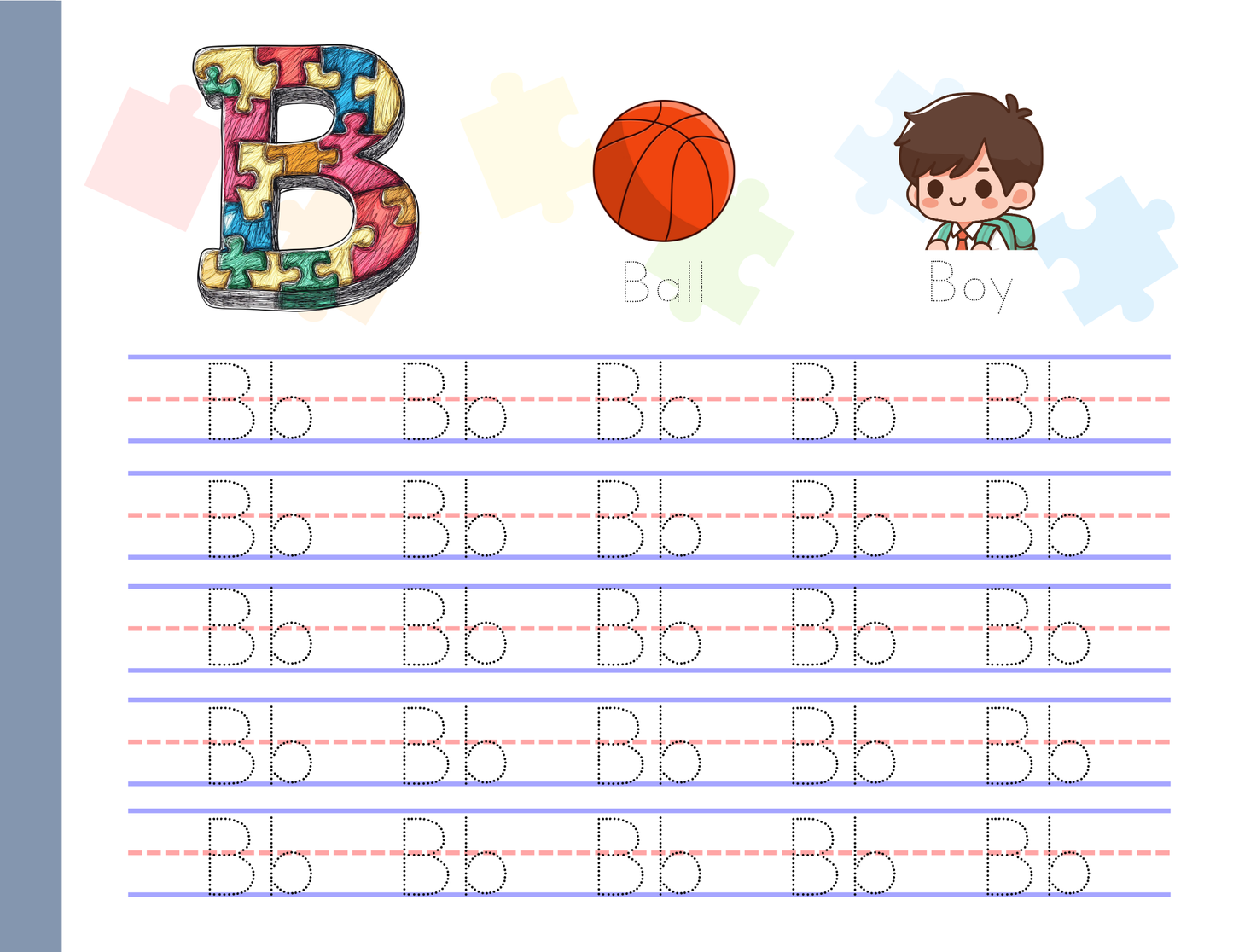 Alphabet Tracing Pad - Jigsaw Theme | Digital Download
