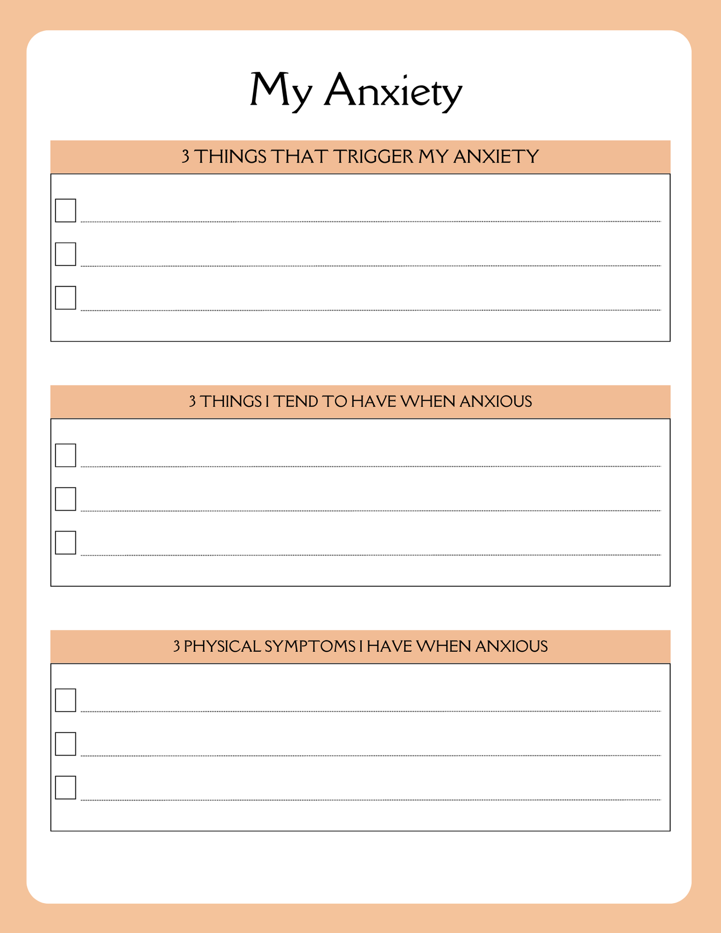 Anxiety Journal | Printable Mental Health Workbook | Digital Download