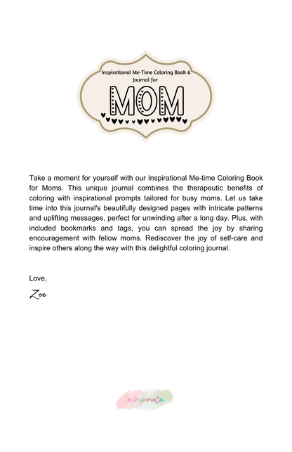 Inspirational Me-Time Coloring Book & Journal for Mom