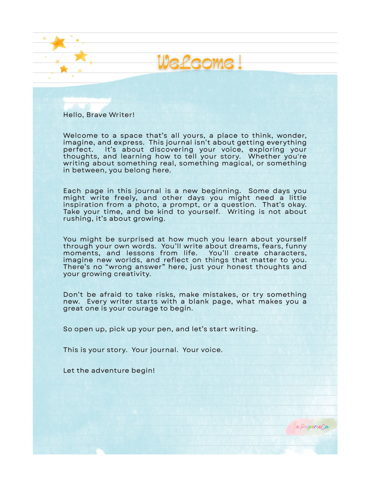 Creative Writing Journal (Junior High School)