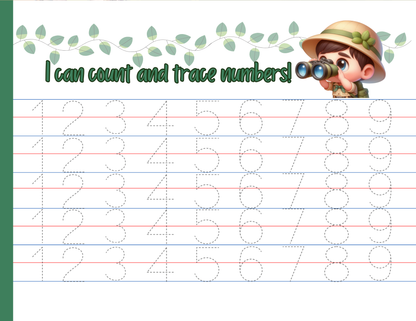 Number Tracing Pad - Safari Theme | Digital Download