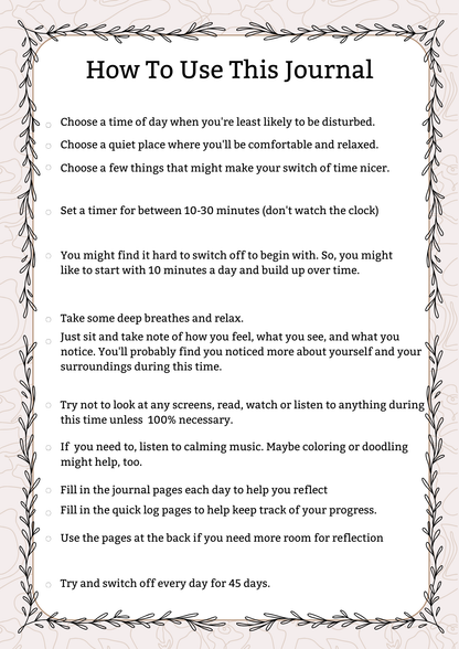 Switch Off Journal | Digital Download