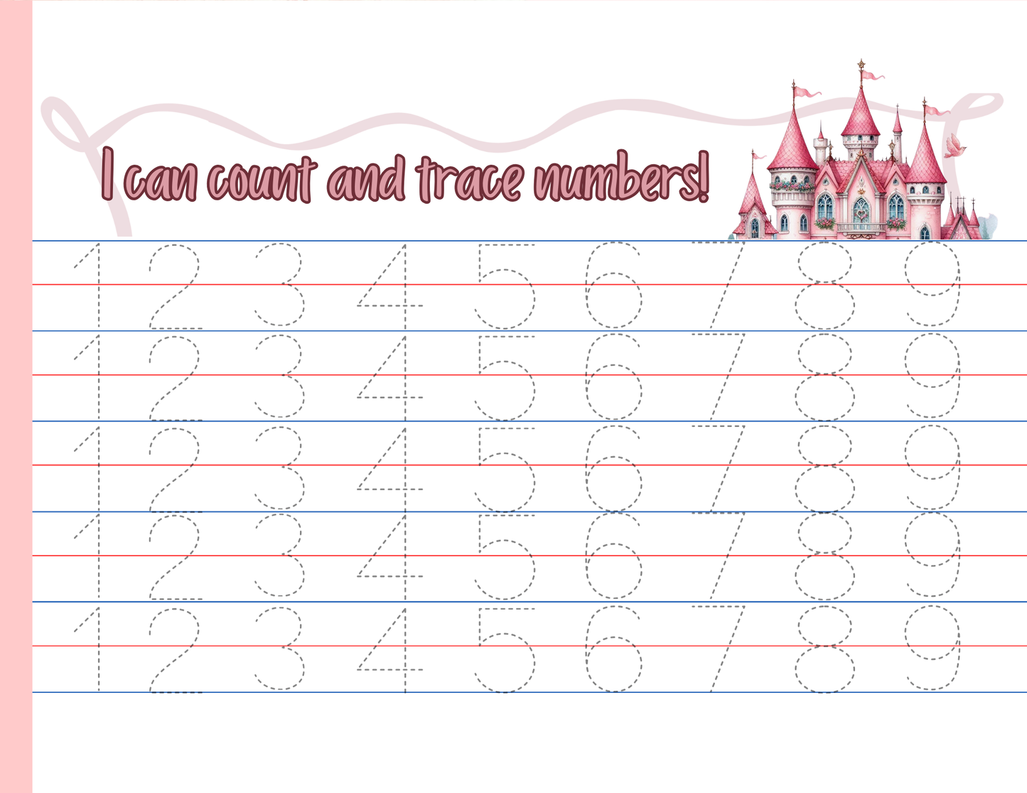 Number Tracing Pad - Princess Theme | Digital Download