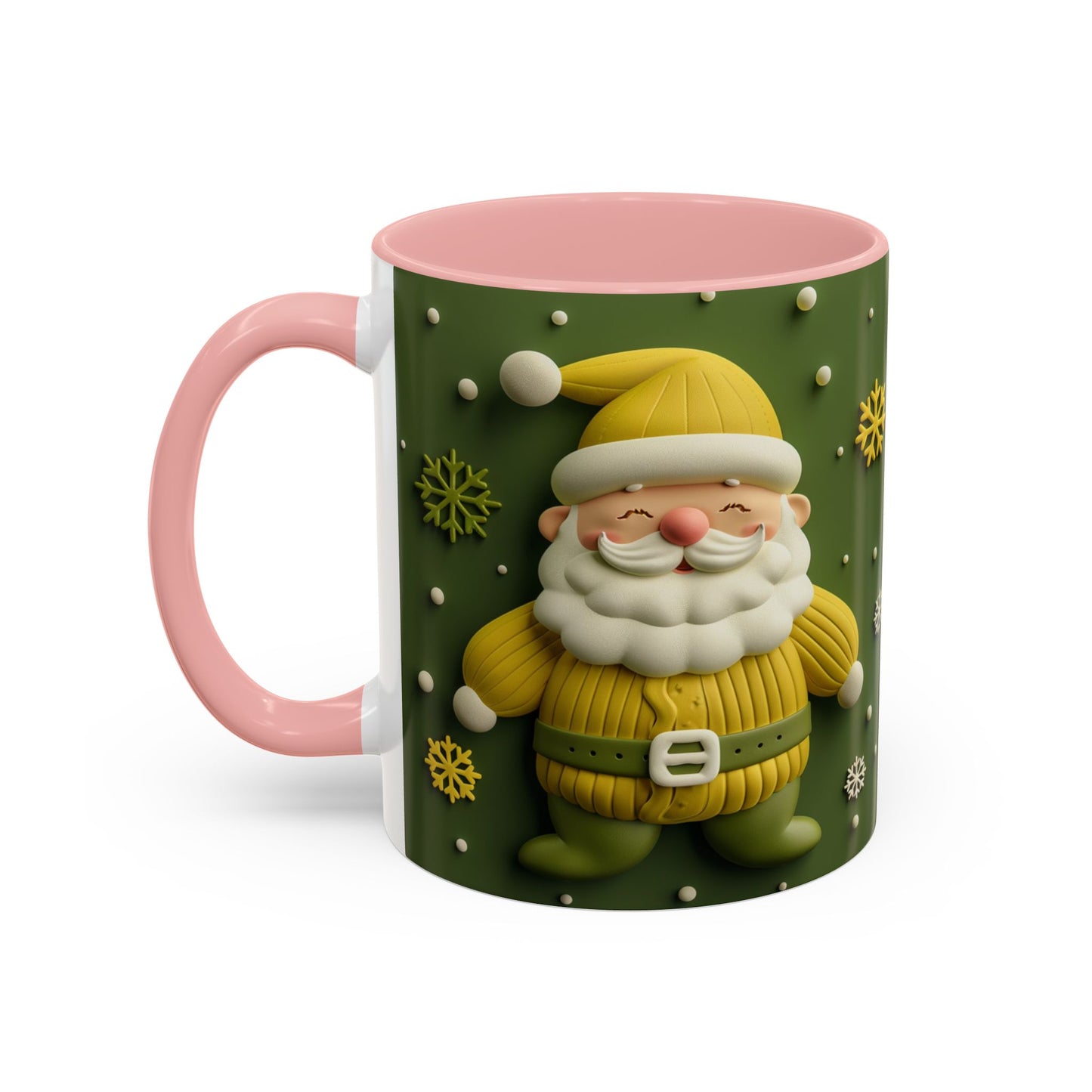 Yellow Santa Holiday Mug | Christmas Accent Coffee Mug (11,15oz)