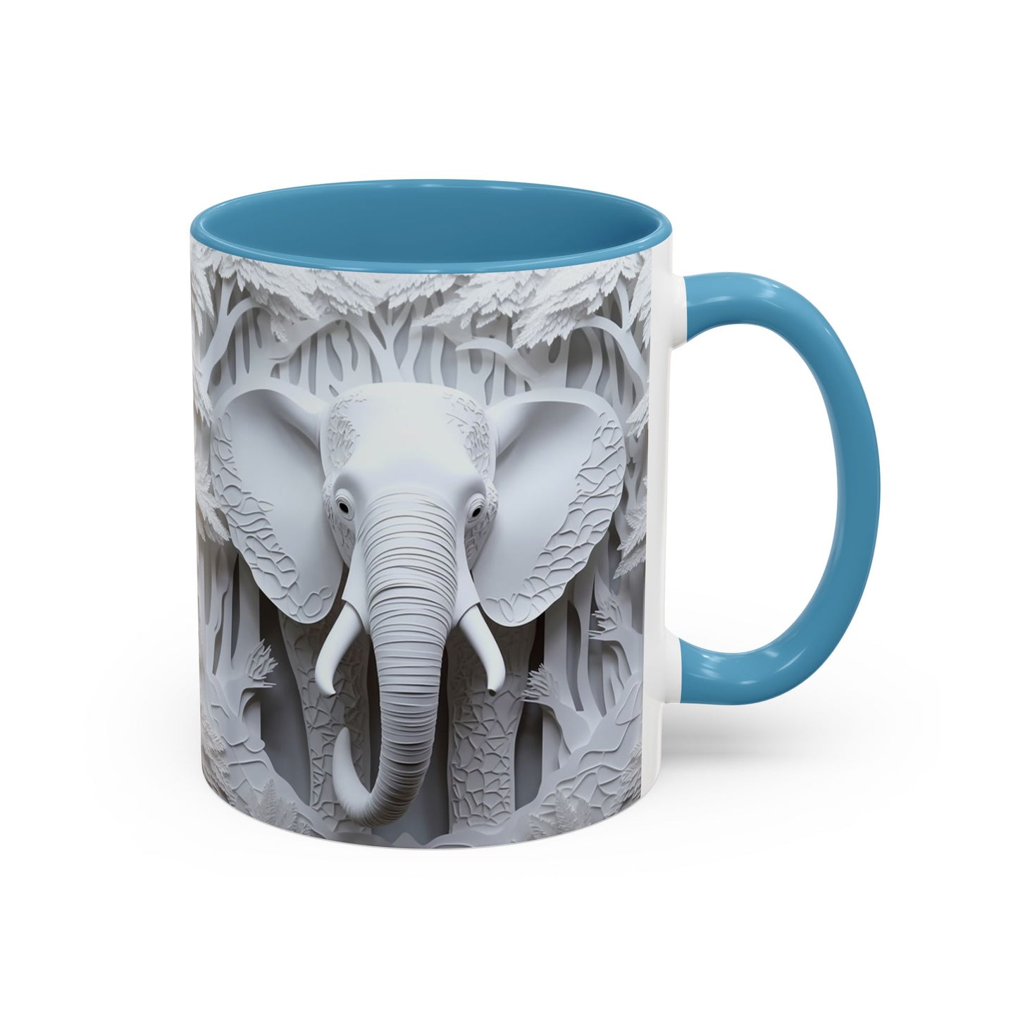 Elephant Relief Accent Coffee Mug — Grey Carved Jungle Design (11/15oz)
