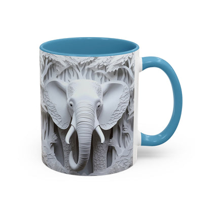 Elephant Relief Accent Coffee Mug  Grey Carved Jungle Design (11/15oz)