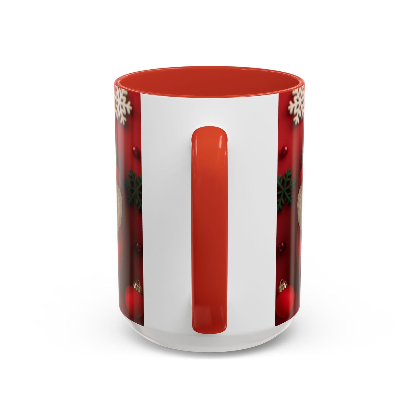 Cute Santa Pattern Accent Coffee Mug | Christmas Holiday Snowflakes