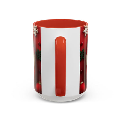 Cute Santa Pattern Accent Coffee Mug | Christmas Holiday Snowflakes