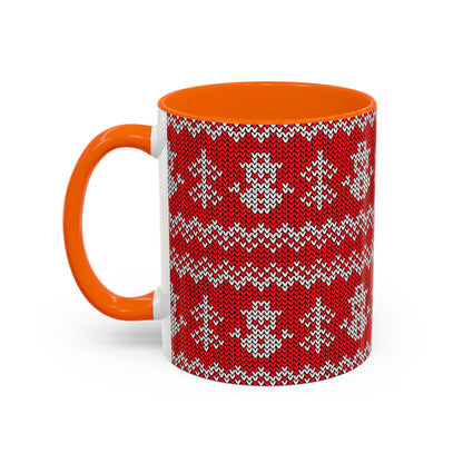 Snowman Knit Pattern Accent Mug | Christmas Holiday Coffee Cup