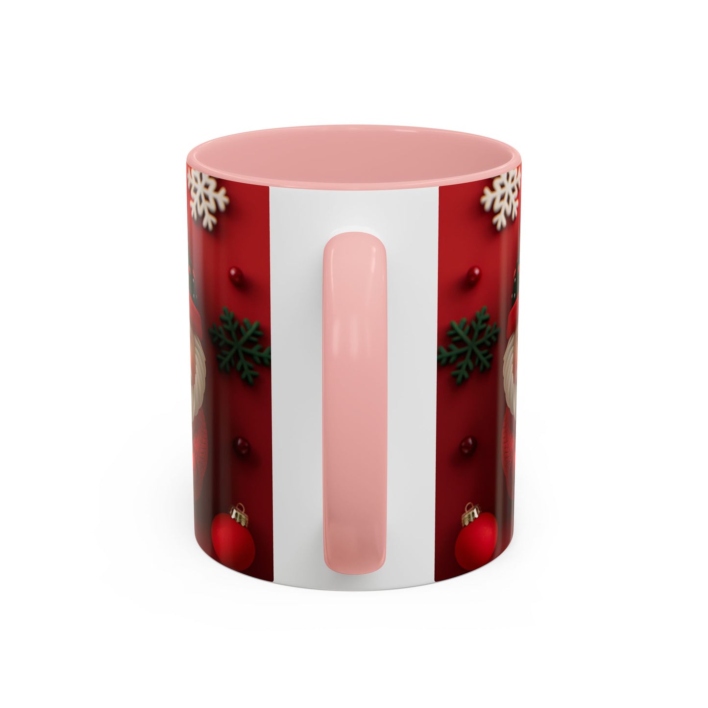 Cute Santa Pattern Accent Coffee Mug | Christmas Holiday Snowflakes