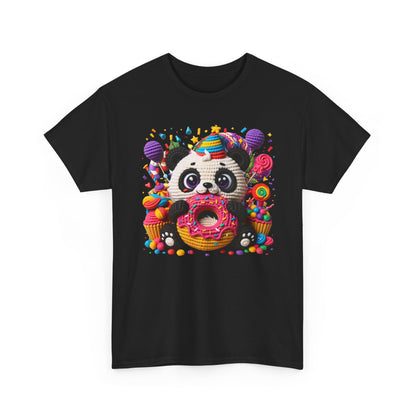 Cute Panda with Donut Tee | Colorful Candy Party Graphic
