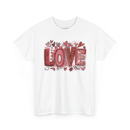 Love Doodle T-Shirt | Hand-Drawn Hearts, Valentine Typography