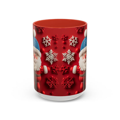 Santa Claus Pattern Mug | Red Snowflakes Christmas Coffee Cup