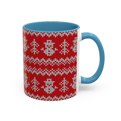 Snowman Knit Pattern Accent Mug | Christmas Holiday Coffee Cup