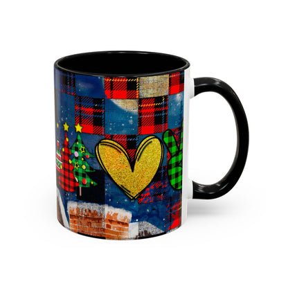 Plaid Christmas Trees Heart Mug | Accent Coffee Mug