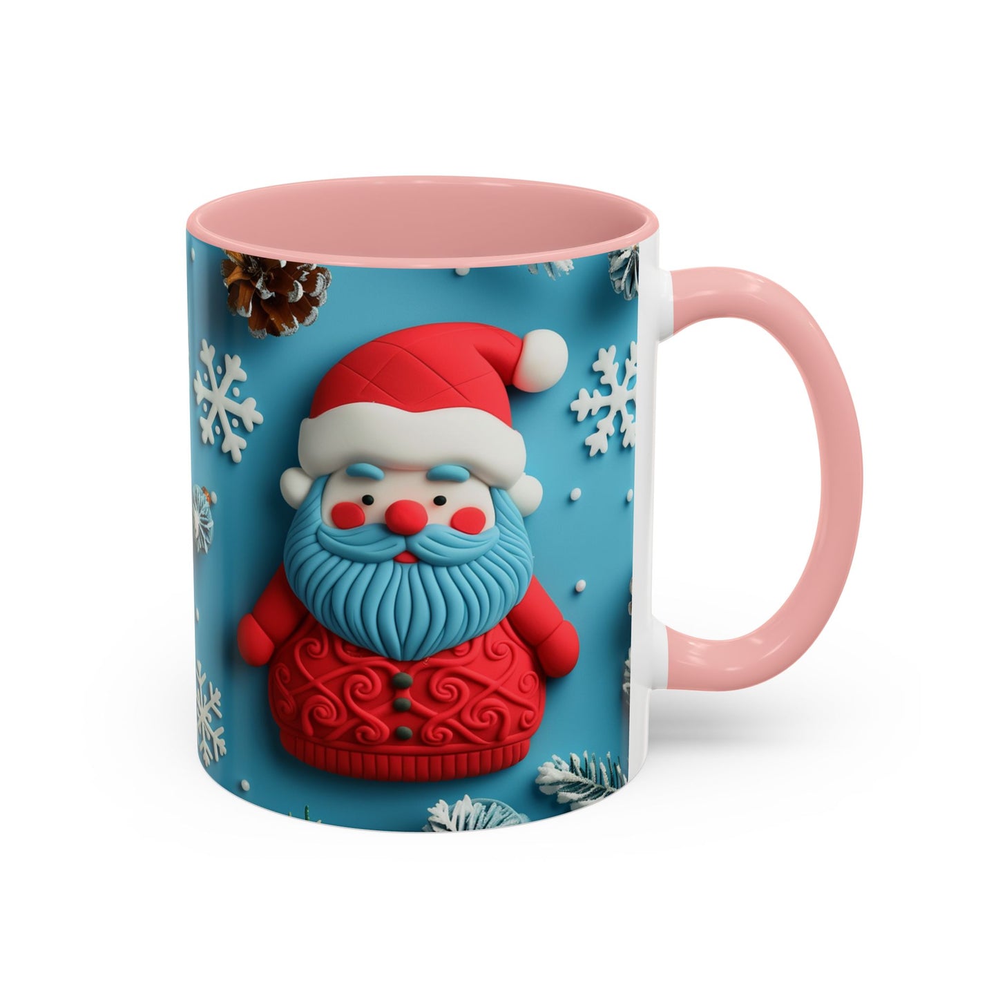 Blue Santa Claus Mug | Snowflakes Holiday Coffee Mug